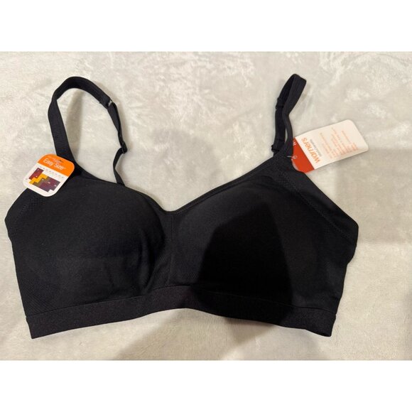 Warner's Easy Does It Underarm Smoothing Wireless Comfort Bra Sz M Black - Picture 3 of 5